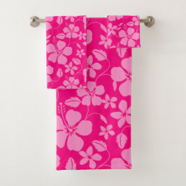 CONJUNTO DE TOALHAS HULA HAWAIANA (HIBÍSCO) GOIABA ROSA