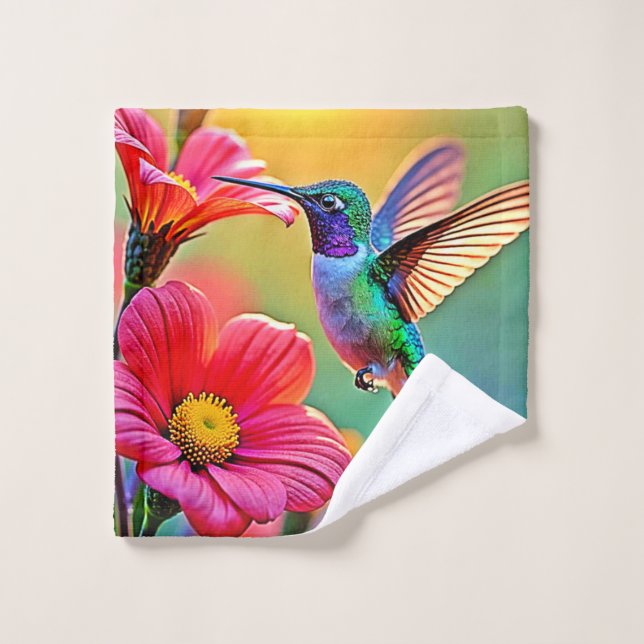 Conjunto De Toalhas Hummingbird vibrante no Sunset Design (Pano de lavar)