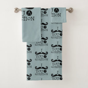 Conjunto De Toalhas Humor negro de bigode cinza azul