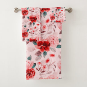 Conjunto De Toalhas Hydrangea Red Flower
