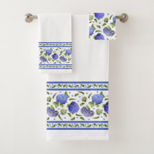 Conjunto De Toalhas Hydrangeas azuis