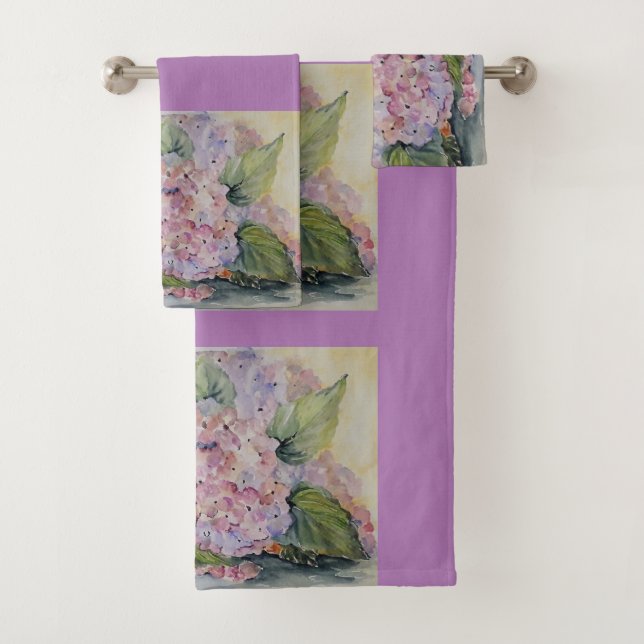 Conjunto De Toalhas Hydrangeas de Aquarela (Insitu)