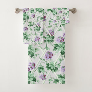 Conjunto De Toalhas Hydrangeas Púrpura de Cottage em Trellis
