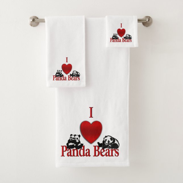 Conjunto De Toalhas I Heart Panda Bears (Insitu)
