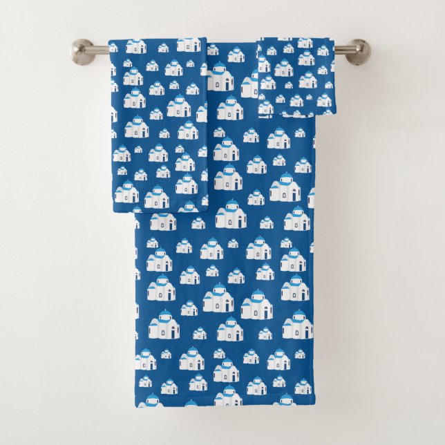 Conjunto De Toalhas Ilha Grega Santorini - Igreja Azul (Insitu)