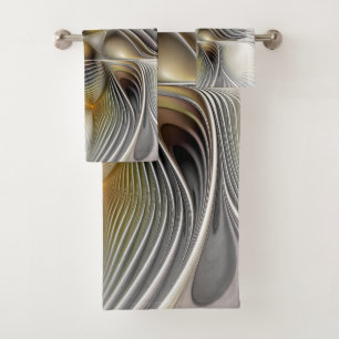 Conjunto De Toalhas Ilusão Óptica Abstrata Fractal 3D Com Profundidade