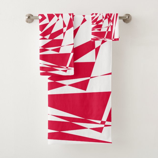 Conjunto De Toalhas Ilusões de abstrato vermelho-branco (Insitu)