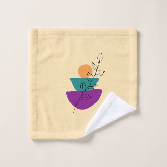 Conjunto De Toalhas Ilustração boho de folhas (Pano de lavar)