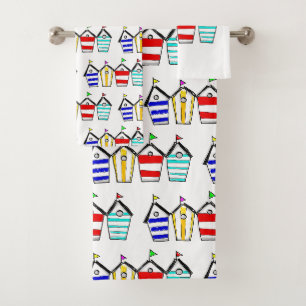 Conjunto De Toalhas Ilustração Colorida de Cabana de Praia