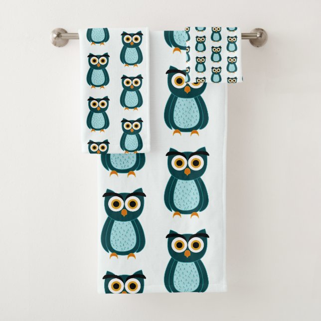 Conjunto De Toalhas ilustração da Coruja Azul (Insitu)