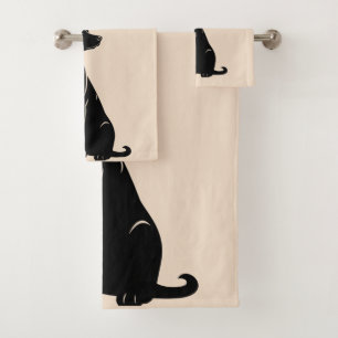 Conjunto De Toalhas Ilustração da silhueta labradora preta