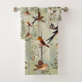 Conjunto De Toalhas Ilustração de arte de aves simplistas do estilo mo
