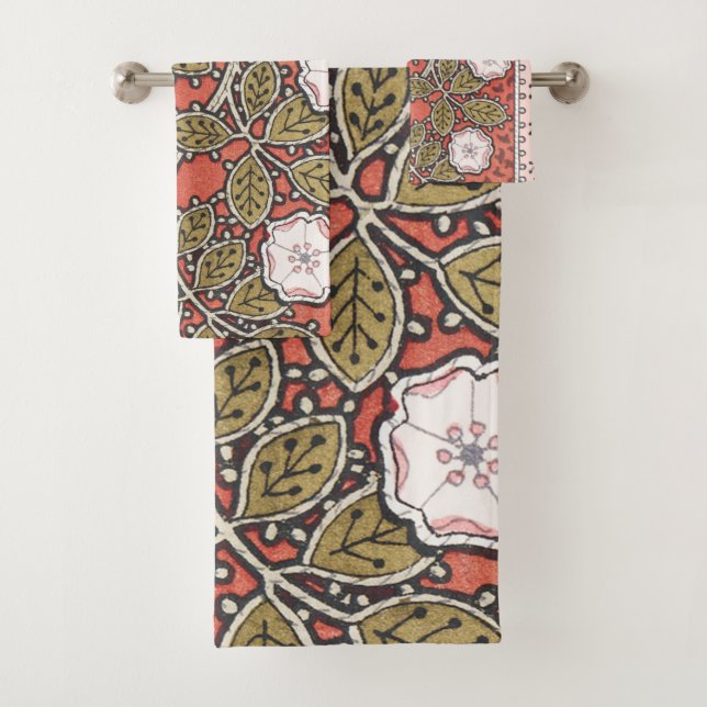 Conjunto De Toalhas Ilustração de Arte de Rosa Selvagem Flor Vintage (Insitu)