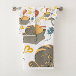 Conjunto De Toalhas Ilustração de Cachorrinho Fofo