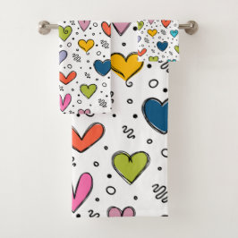Conjunto De Toalhas Ilustração de Corações