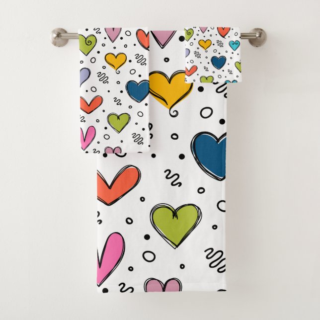 Conjunto De Toalhas Ilustração de Corações (Insitu)