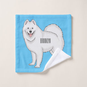 Conjunto De Toalhas Ilustração de desenho animado com cão Samoyed