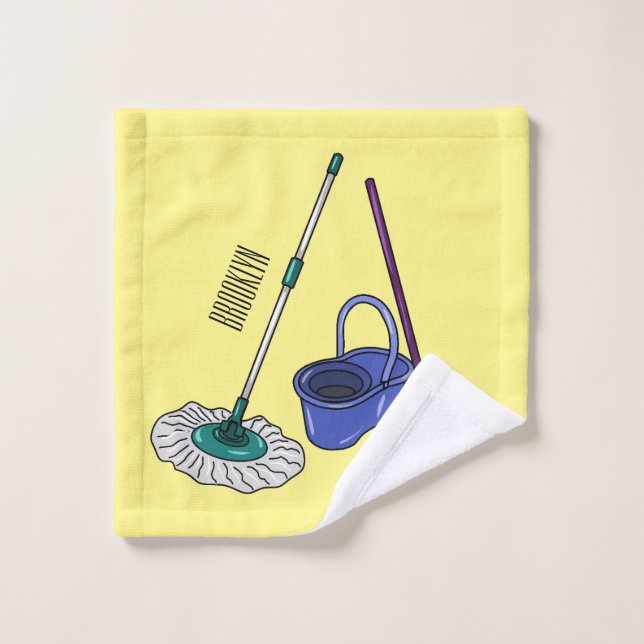 Conjunto De Toalhas Ilustração de desenho animado de Broom & mop (Pano de lavar)