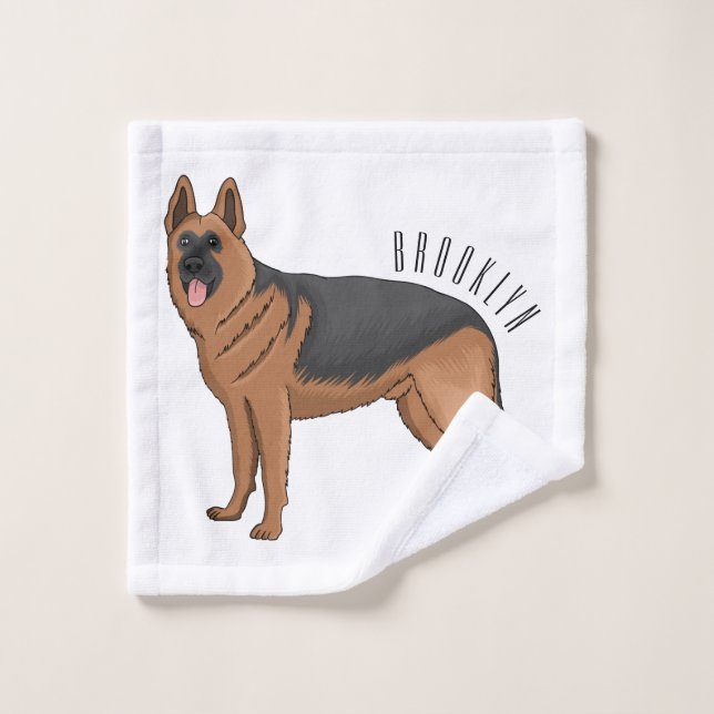 Conjunto De Toalhas ilustração de desenho animado de cão german shephe (Pano de lavar)