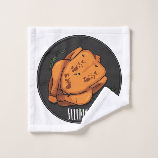 Conjunto De Toalhas Ilustração de desenho animado de frango assado (Pano de lavar)