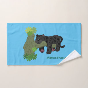 Conjunto De Toalhas Ilustração de desenho animado de gato preto-de-j