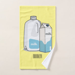 Conjunto De Toalhas Ilustração de desenho animado de leite