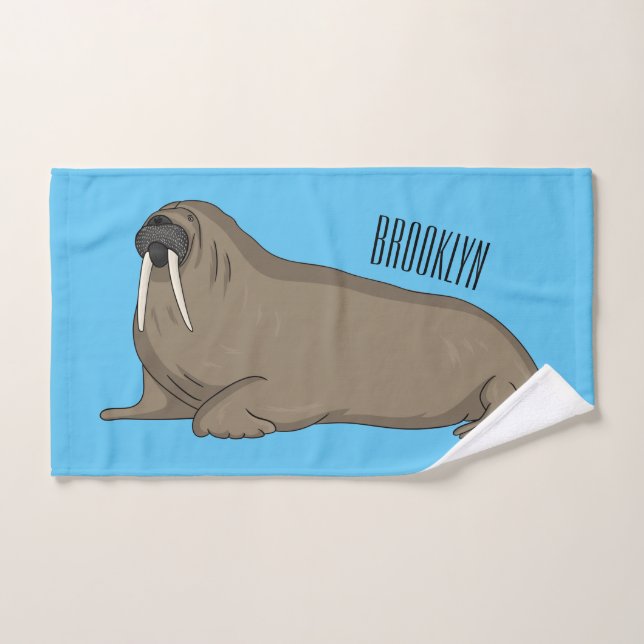 Conjunto De Toalhas Ilustração de desenho animado de Walrus (Toalha de mão)
