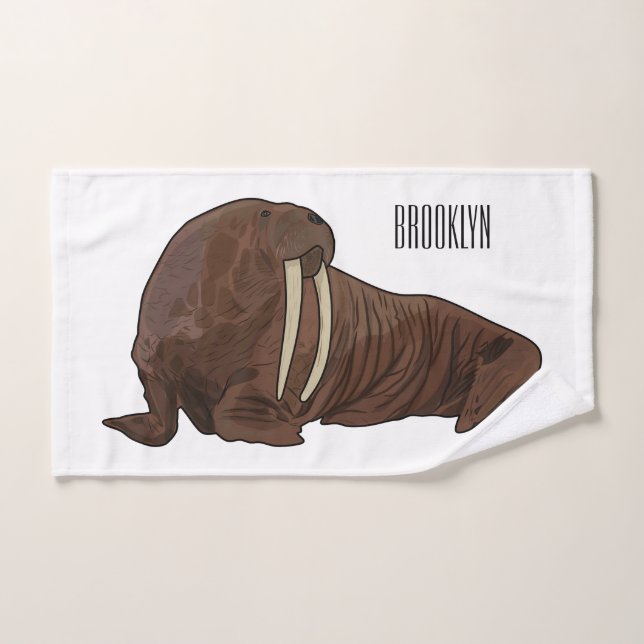 Conjunto De Toalhas Ilustração de desenho animado de Walrus (Toalha de mão)
