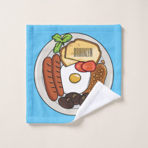 Conjunto De Toalhas Ilustração de desenho animado do café da manhã em 