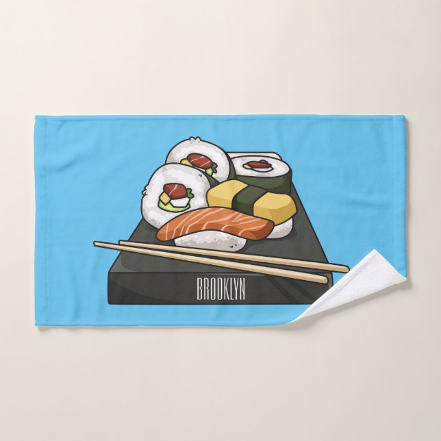 Conjunto De Toalhas Ilustração de desenho animado Sushi (Toalha de mão)