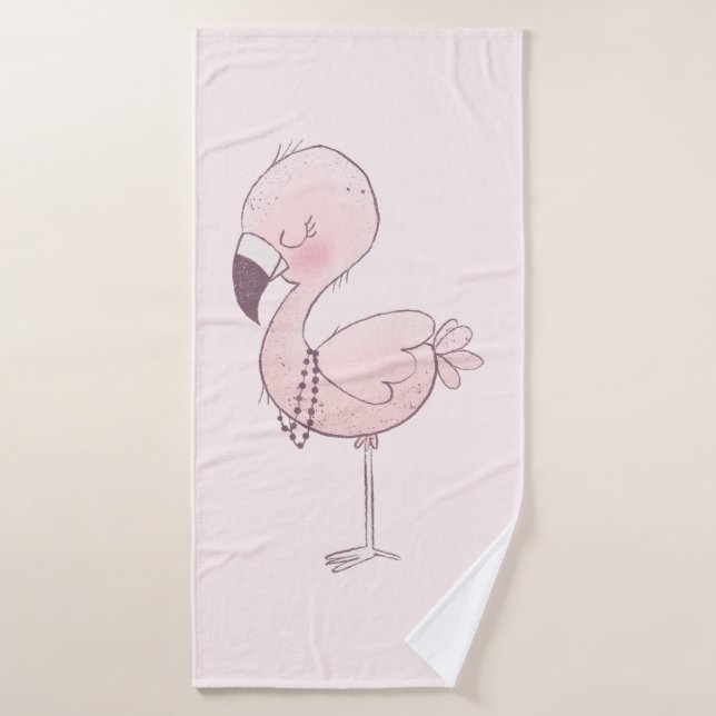 Conjunto De Toalhas Ilustração de Flamingo Cor-de-Rosa (Toalha de Banho)