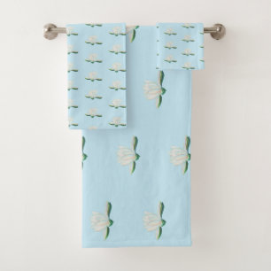 Conjunto De Toalhas Ilustração de Flor de Lotus Branco