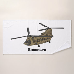 Conjunto De Toalhas Ilustração de helicóptero militar Chinook