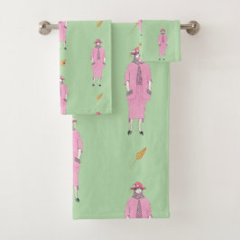 Conjunto De Toalhas Ilustração de moda dos anos 1910 Senhora e cão peq