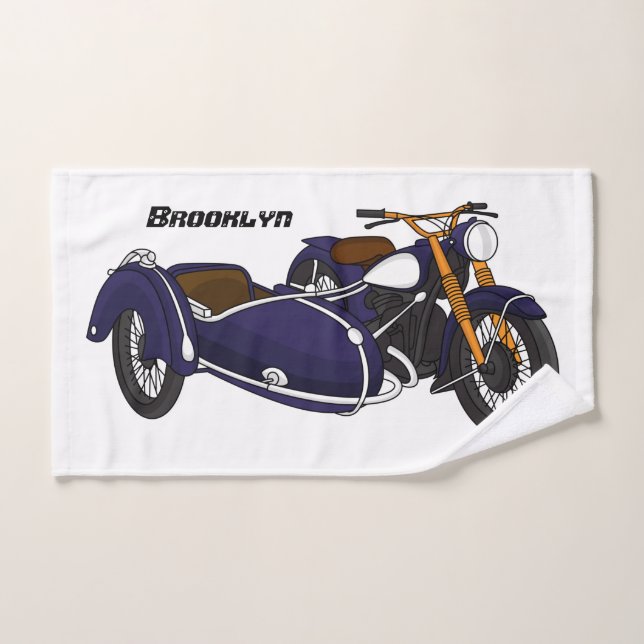 Conjunto De Toalhas Ilustração de motocicleta roxa Sidecar (Toalha de mão)