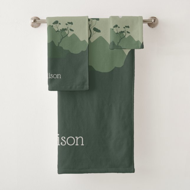 Conjunto De Toalhas Ilustração de Natureza de Nome Personalizado (Insitu)