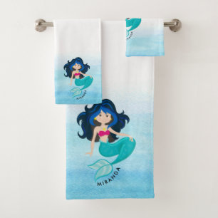 Conjunto De Toalhas Ilustração de sereia cúbica