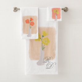 Conjunto De Toalhas Ilustração de Vaso Botânico de Aquarela