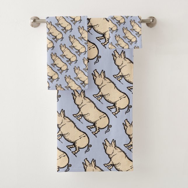 Conjunto De Toalhas Ilustração de Vintagem de Porte de Porco Antiguo (Insitu)
