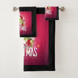 Conjunto De Toalhas Ilustração do Design gráfico de Natal Vermelho Mod