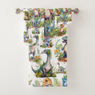 Conjunto De Toalhas Ilustração do Dinossauro
