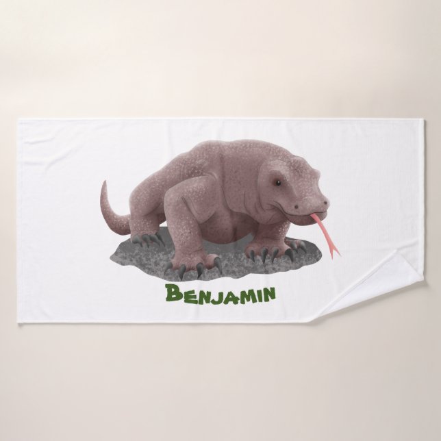 Conjunto De Toalhas Ilustração do dragão Komodo (Toalha de Banho)