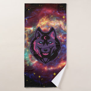 Conjunto De Toalhas Ilustração do Lobo, Fundo Cósmico