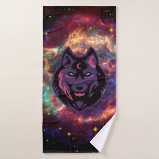 Conjunto De Toalhas Ilustração do Lobo, Fundo Cósmico