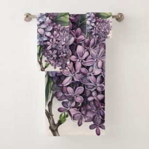 Conjunto De Toalhas Ilustração Lilac Bush Roxo Lilac