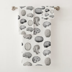 Conjunto De Toalhas Ilustrações de Anatomia do Cérebro Biologia Vintag
