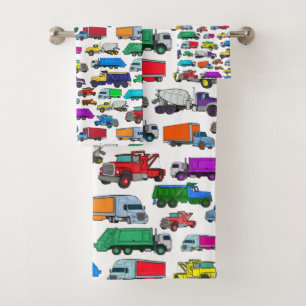 Conjunto De Toalhas Ilustrações de Caminhão no estilo Cartoon