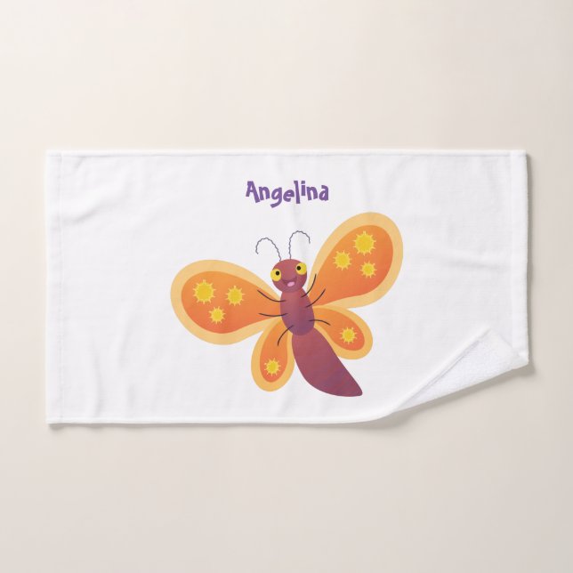 Conjunto De Toalhas Imagem de desenho animado de borboleta laranja fel (Toalha de mão)