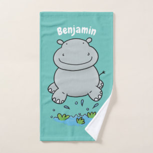 Conjunto De Toalhas Imagem de desenho animado de salto do hipopótamo