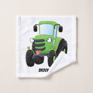 Conjunto De Toalhas Imagem de desenho animado de trator fazenda verde-